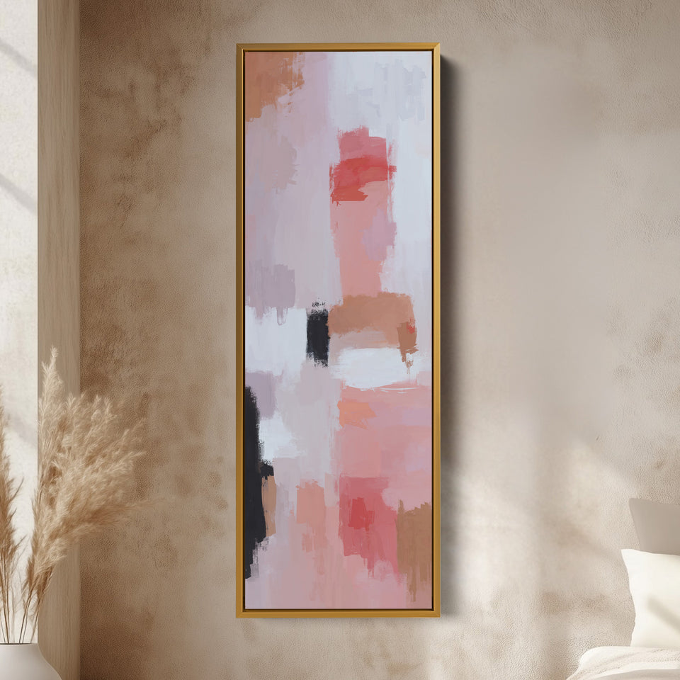 Tall Wall Art Soft Abstract Pink And Red For Living Room