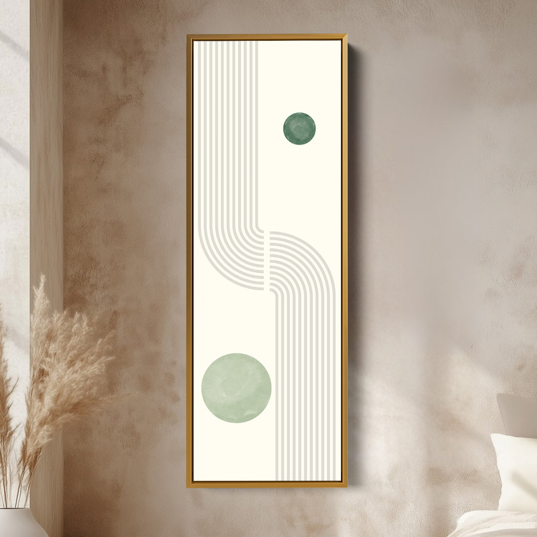 Skinny Wall Art Green Minimal Geometric For Modern Interiors