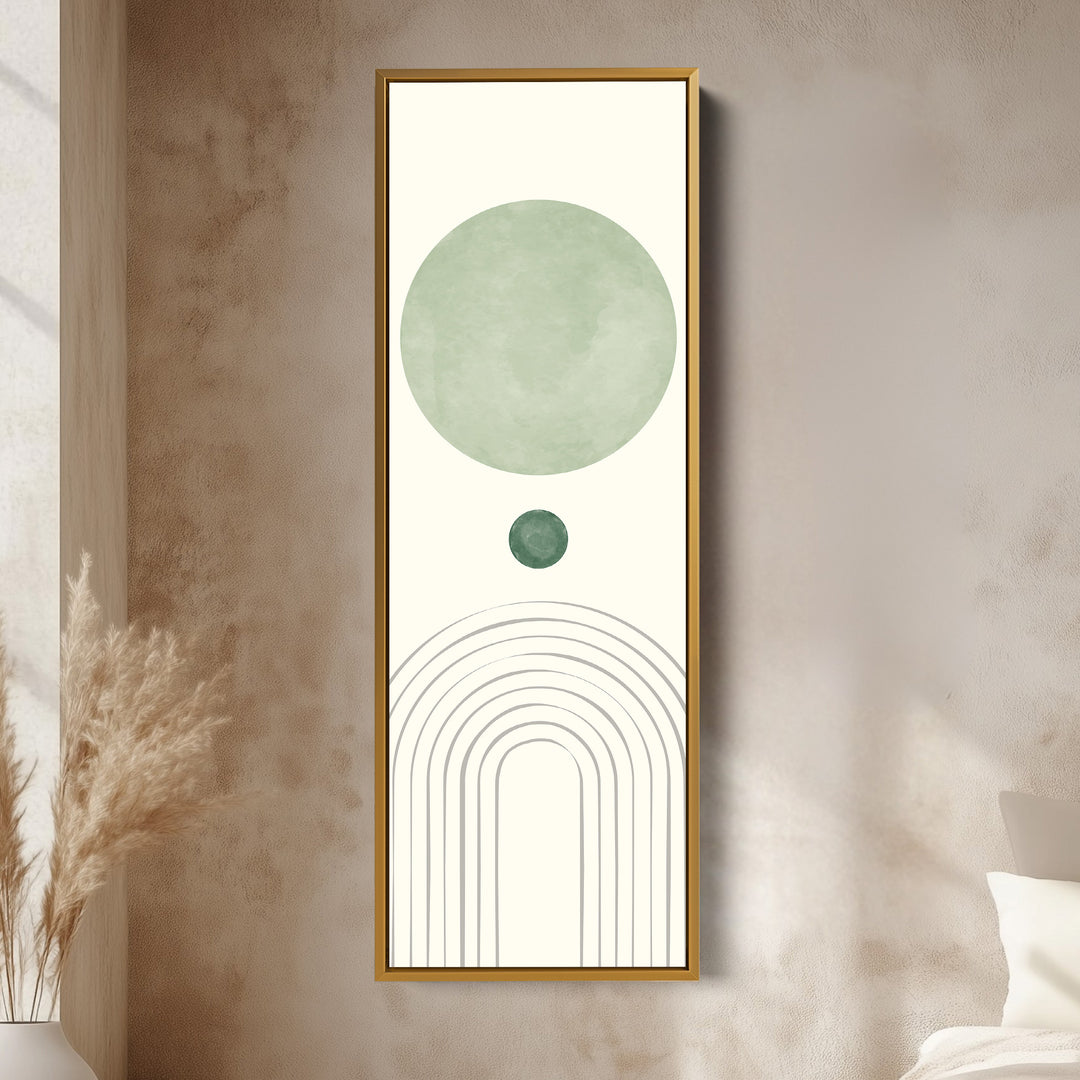 Vertical Wall Art Green Minimal Circles For Hallway Or Bedroom