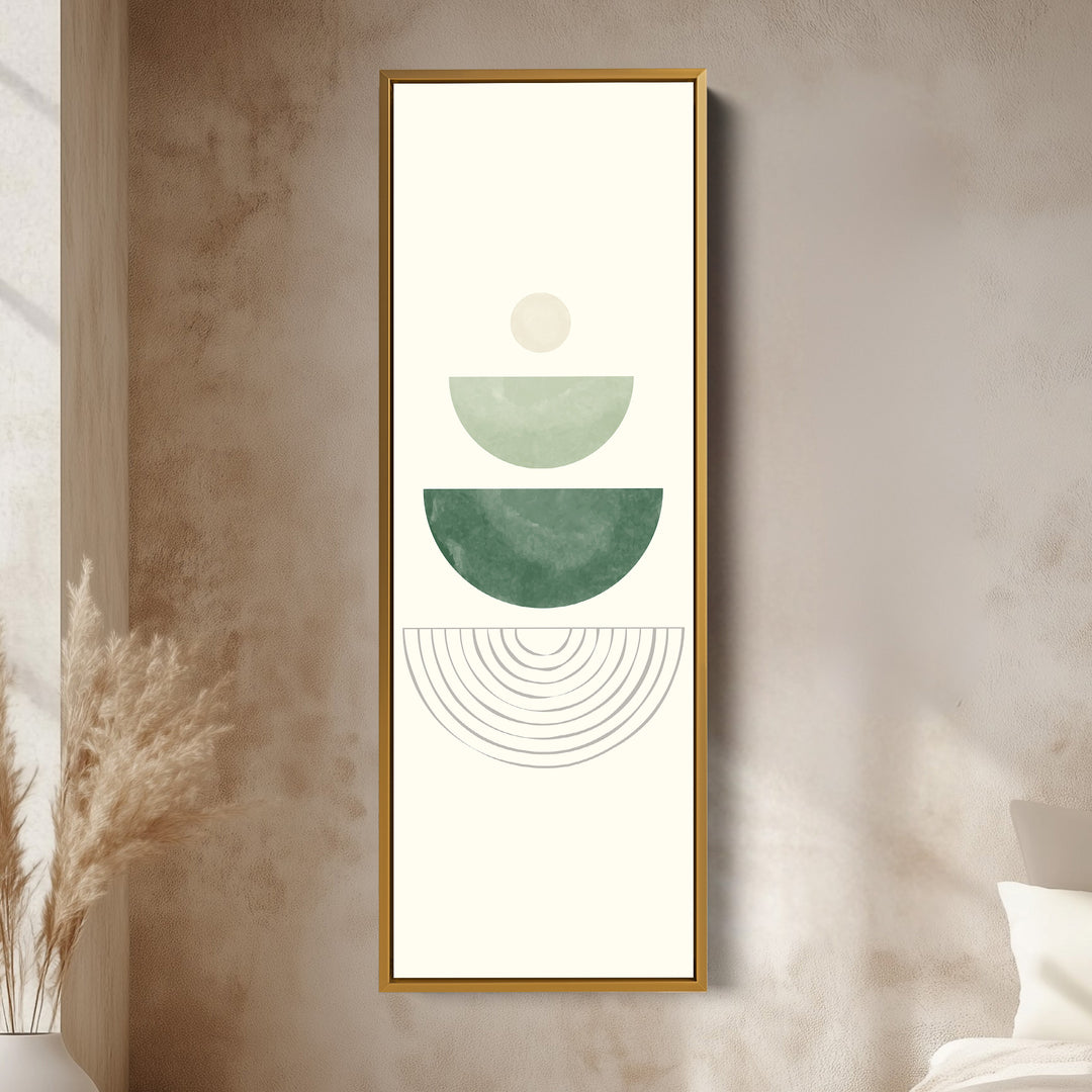 Tall Wall Art Green Stacked Shapes For Minimal Modern Interiors