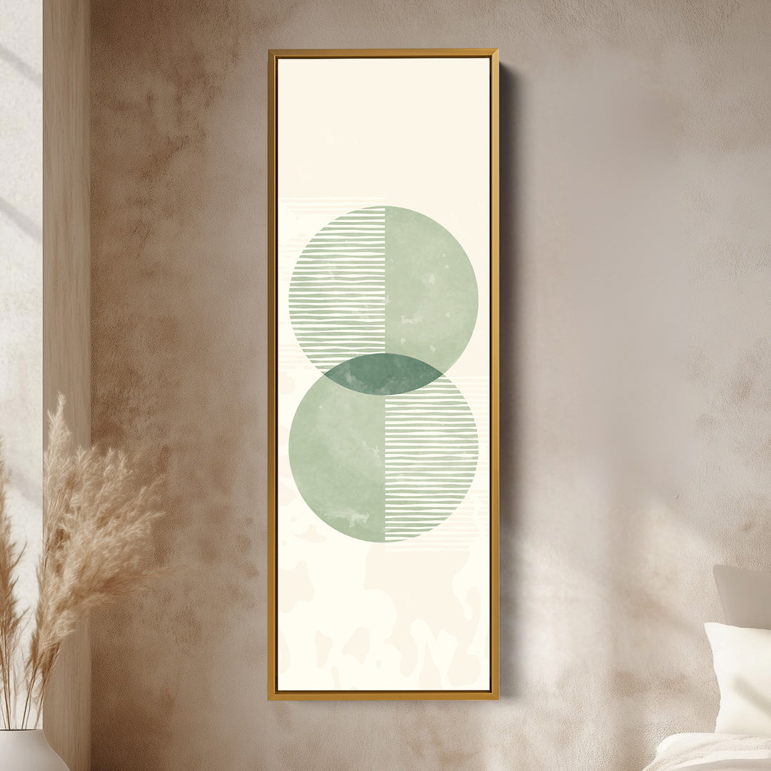 Narrow Wall Art Green Geometric Overlapping Circles For Calm Rooms