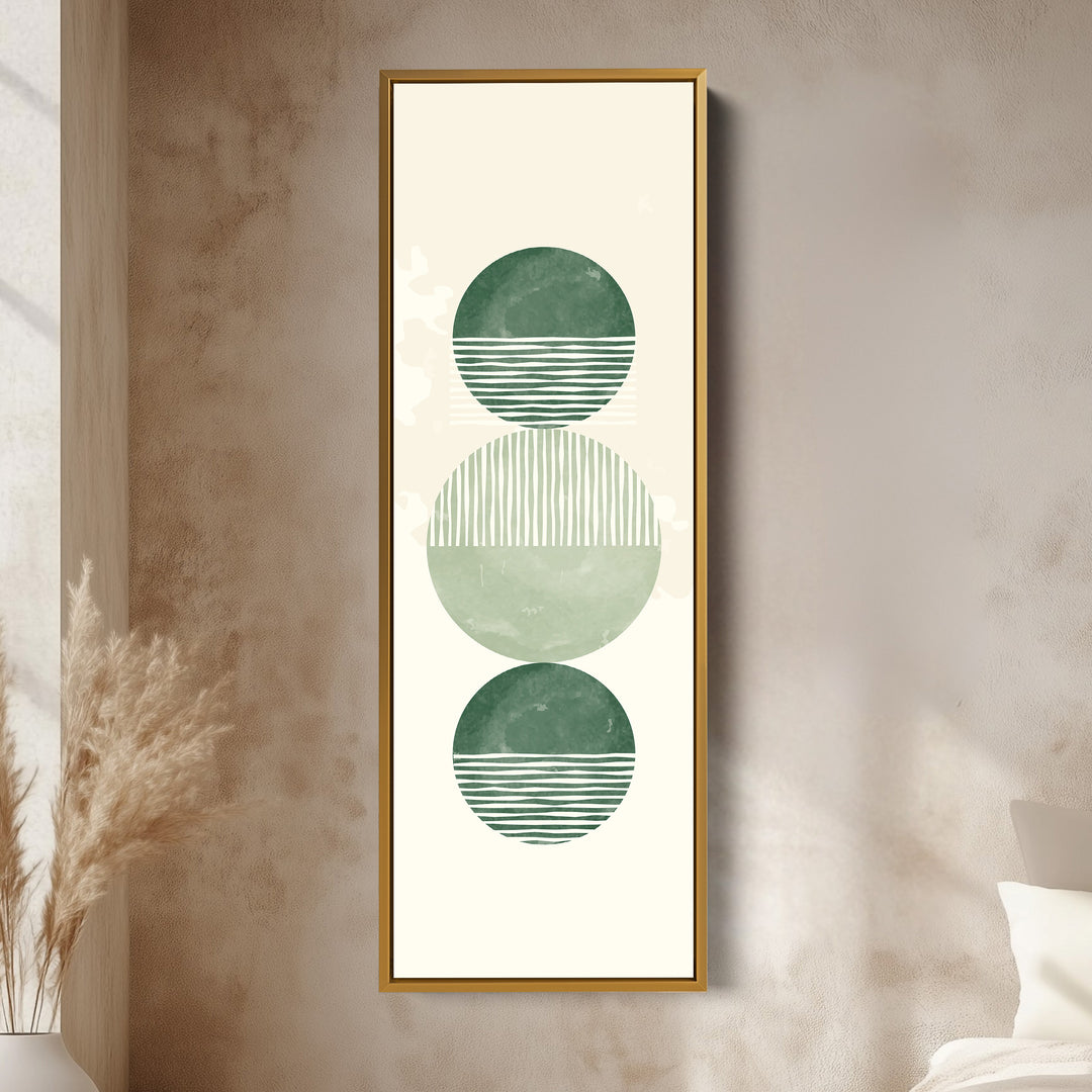 Skinny Wall Art Modern Green Circle Stack For Minimal Interiors