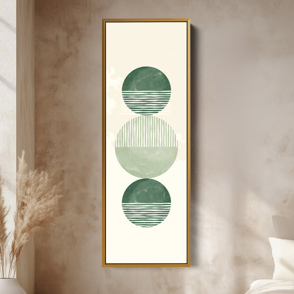 Skinny Wall Art Modern Green Circle Stack For Minimal Interiors