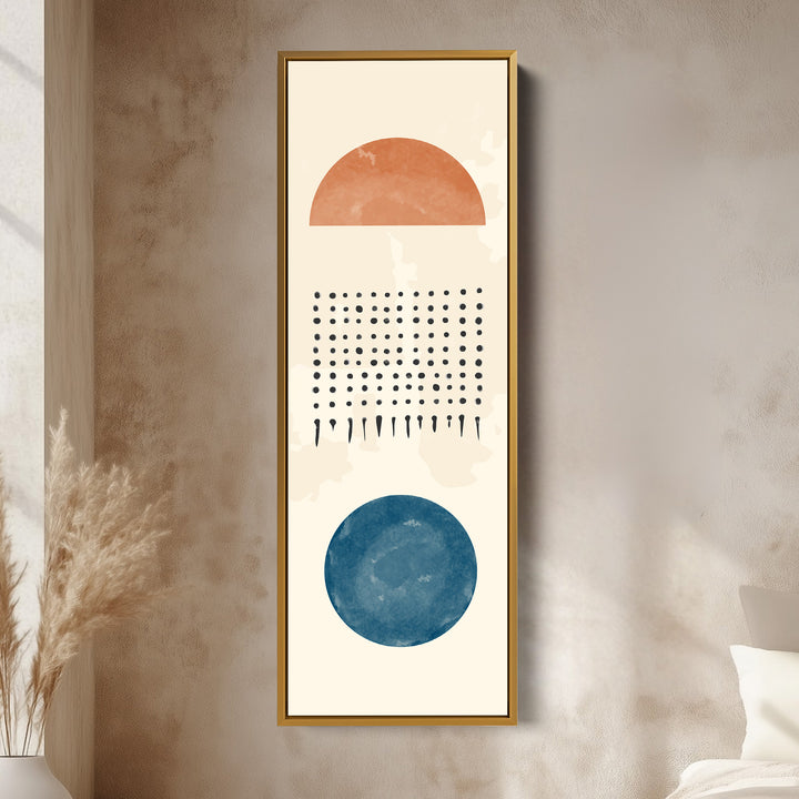 Tall Modern Abstract Wall Art Green Geometric Circle Pattern