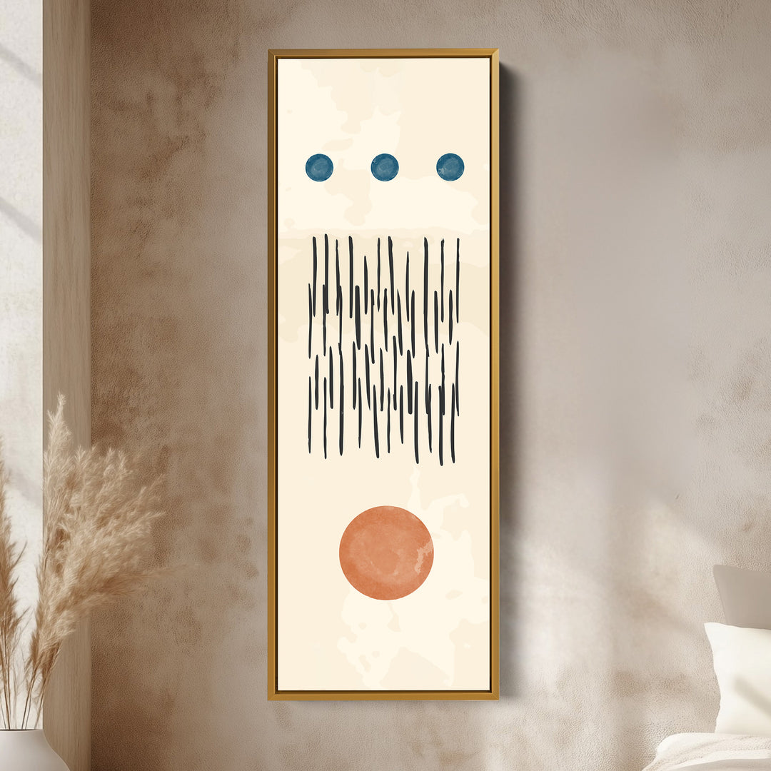 Thin Wall Art Terracotta And Blue Modern Shapes For Living Room