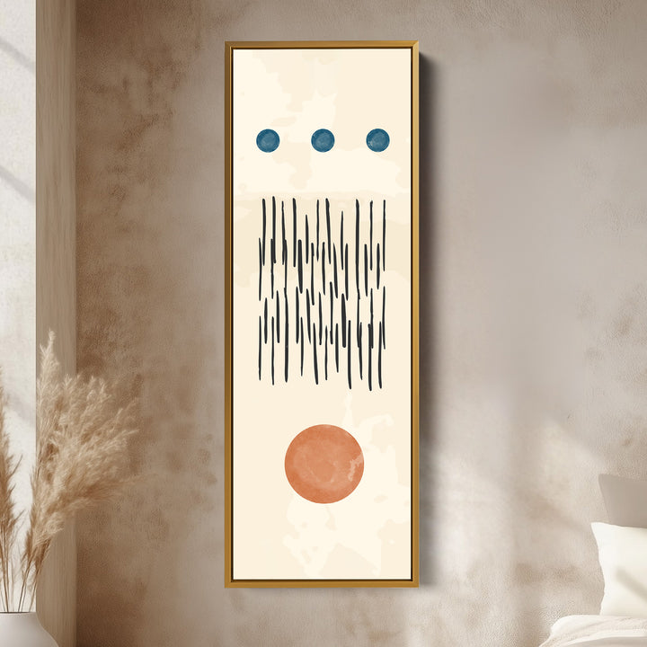 Thin Wall Art Terracotta And Blue Modern Shapes For Living Room