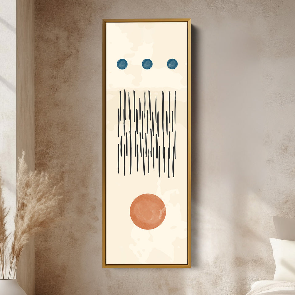 Thin Wall Art Terracotta And Blue Modern Shapes For Living Room