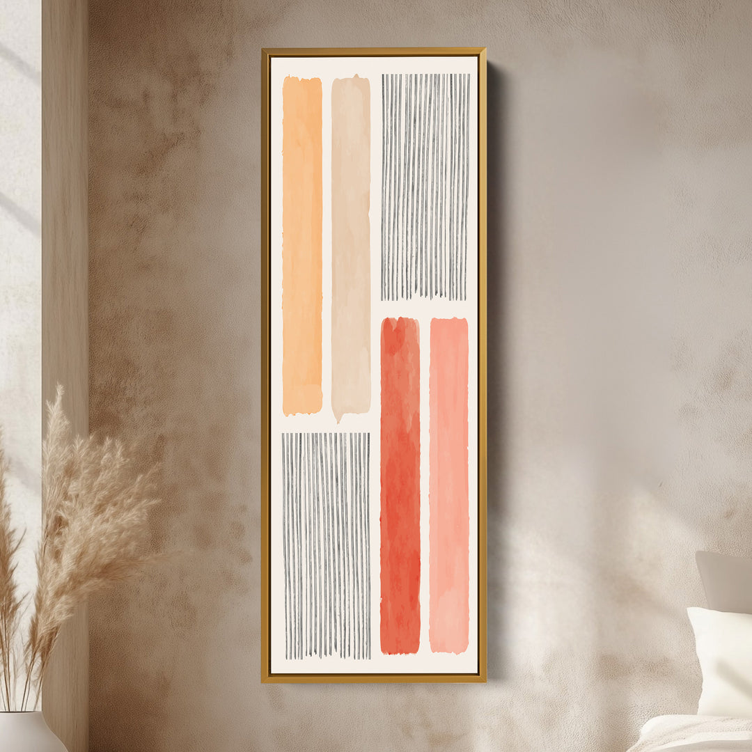 Skinny Wall Art Soft Orange And Neutral Shapes For Hallway Or Bedroom