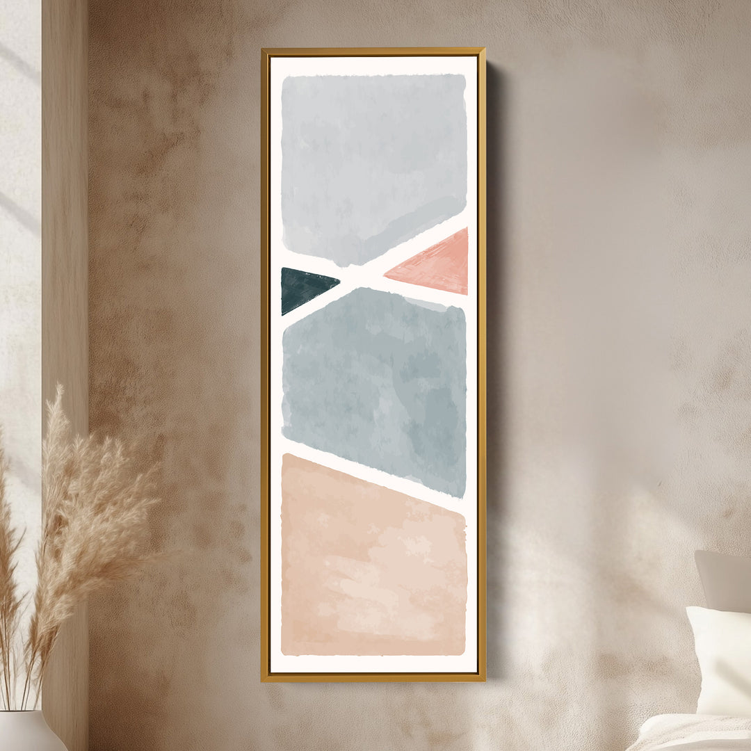 Narrow Wall Art Pink And Blue Minimal Shape Composition