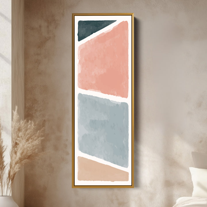 Long Vertical Canvas Blue Grey Minimal Block For Calm Interiors