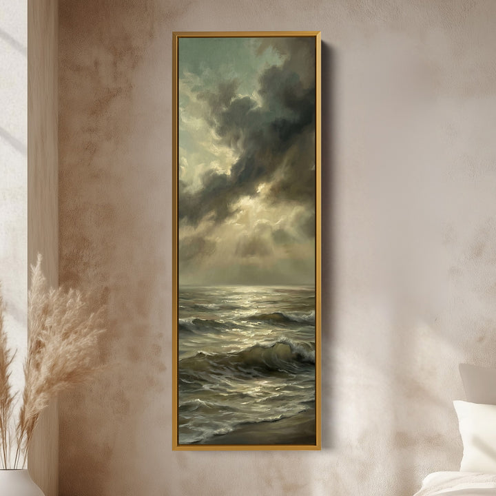 Stormy Sea Vertical Wall Art Framed Canvas Print For Living Room