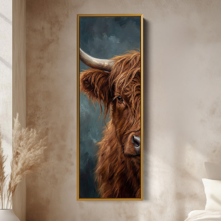 Highland Cow Above Bed Wall Art Panoramic Canvas Print Bedroom
