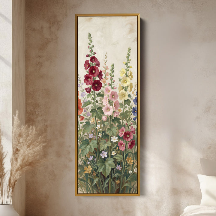 Tall Garden Blooms Long Wall Art Vertical Canvas Print Bedroom