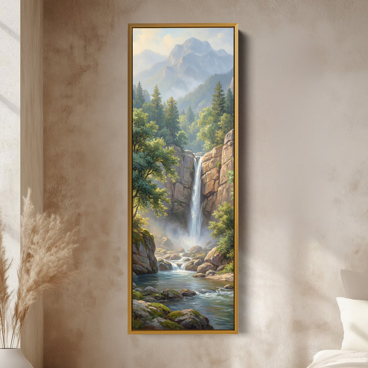 Cascade de montagne Art mural vertical Décoration murale pour salon
