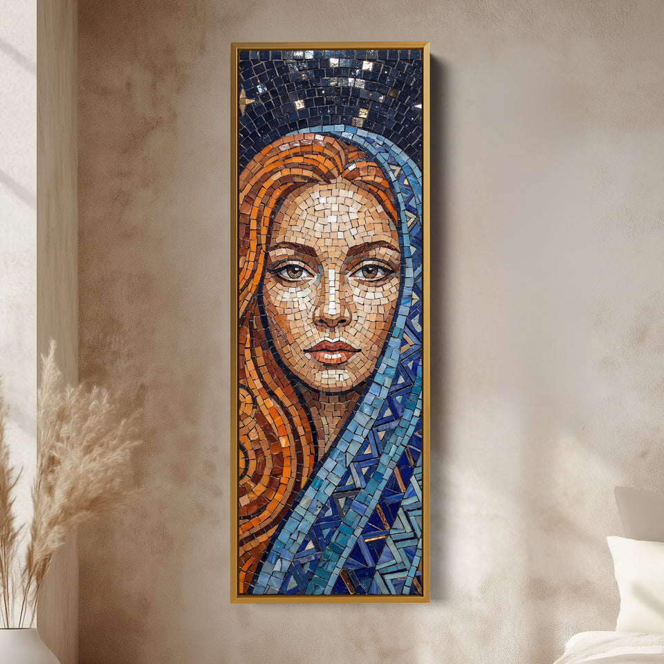 Mosaic Portrait Vertical Wall Art Framed Canvas Print Living Room