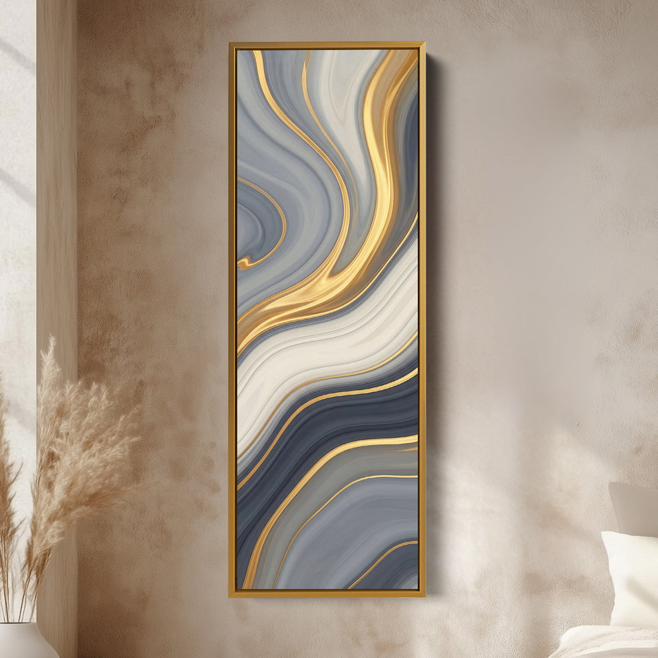 Abstract Gold Waves Above Soft Wall Art Extra Wide Canvas Office