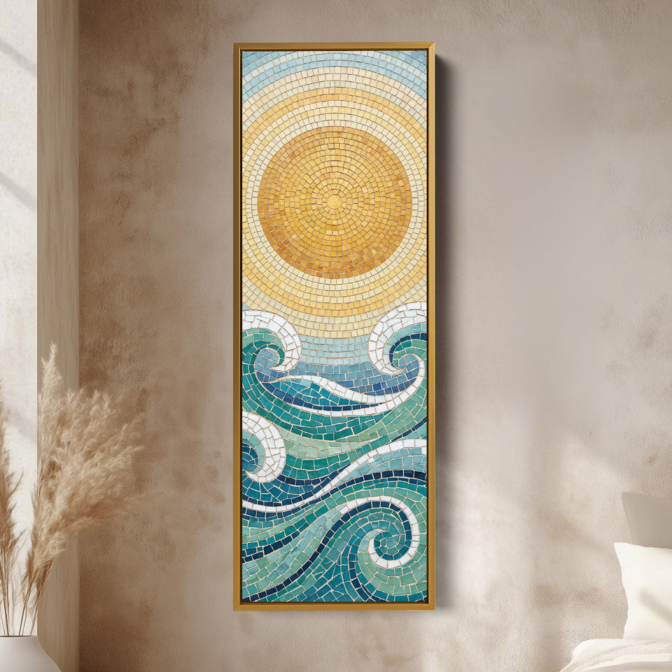 Sun And Waves Panoramic Wall Art Extra Wide Canvas Hallway