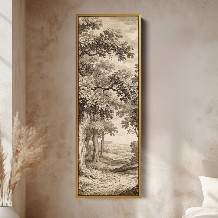 Vintage Forest Landscape Vertical Wall Art Panoramic Canvas Print Bedroom