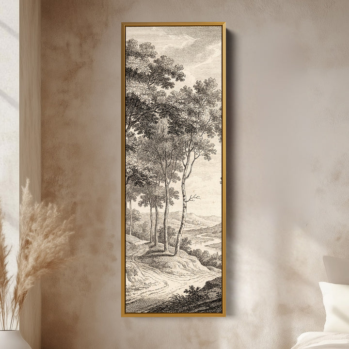 Tall Wall Art Vintage River Landscape Framed Canvas Office