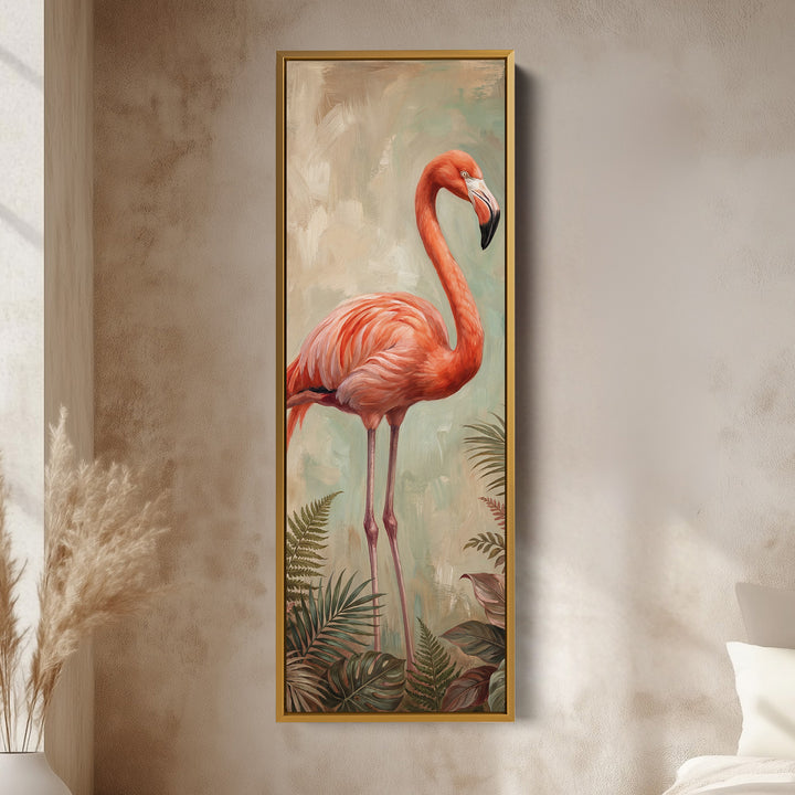 Long Wall Art Flamingo Portrait Framed Canvas Living Room