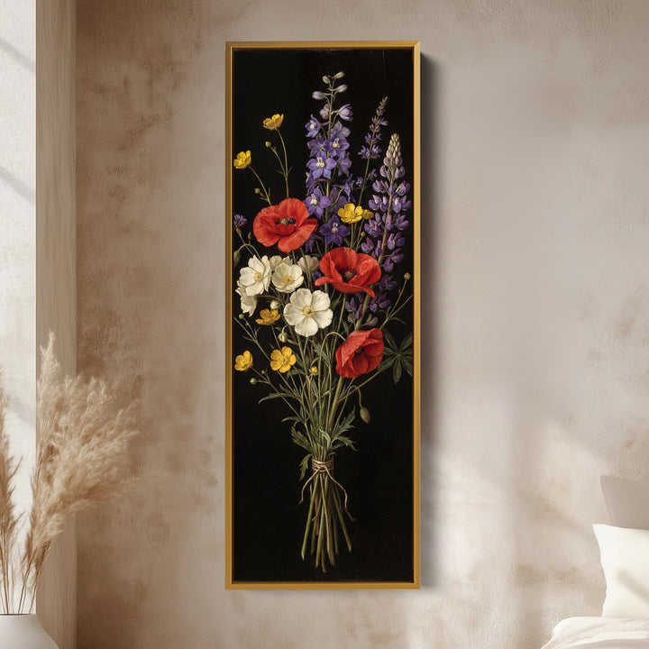 Wildflower Bouquet Large Wall Art Framed Canvas Living Room