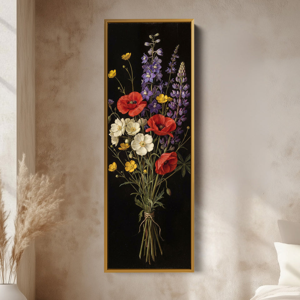 Wildflower Bouquet Large Wall Art Framed Canvas Living Room