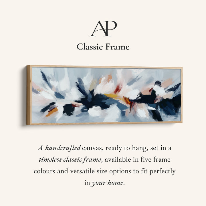 Abstract Blue, White & Pink Horizontal Long Wall Art