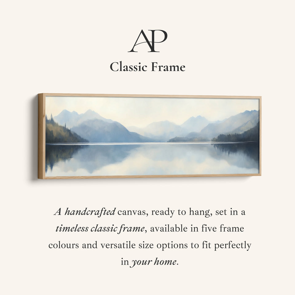 Horizontal Wall Art Misty Mountain Lake Long Canvas For Bedroom