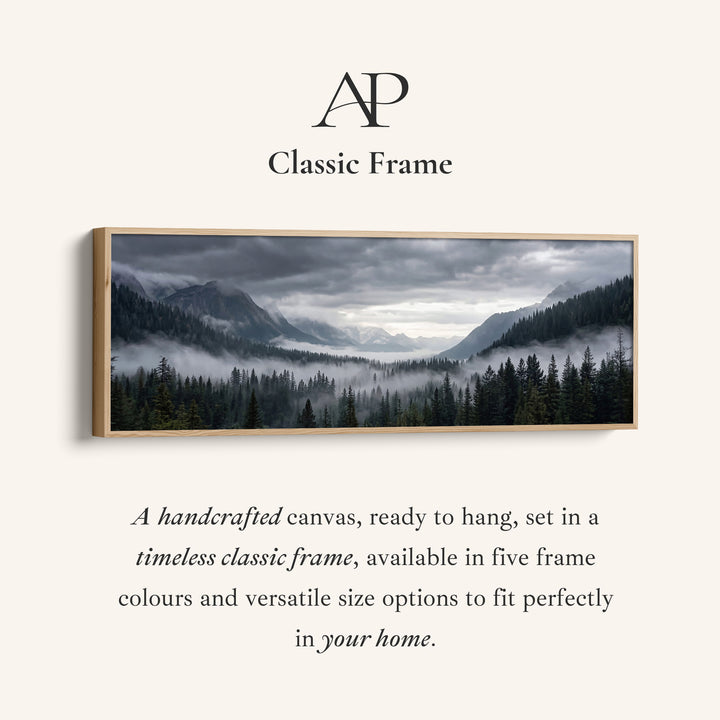Horizontal Wall Art Foggy Forest Valley Wide Canvas For Living Room