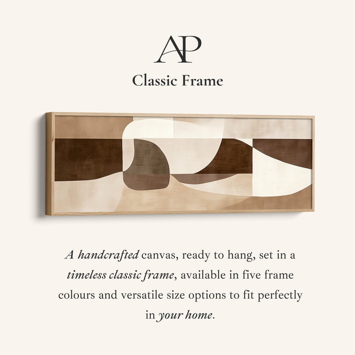 Long Framed Canvas Geometric Neutral Forms Wide Canvas For Hallway