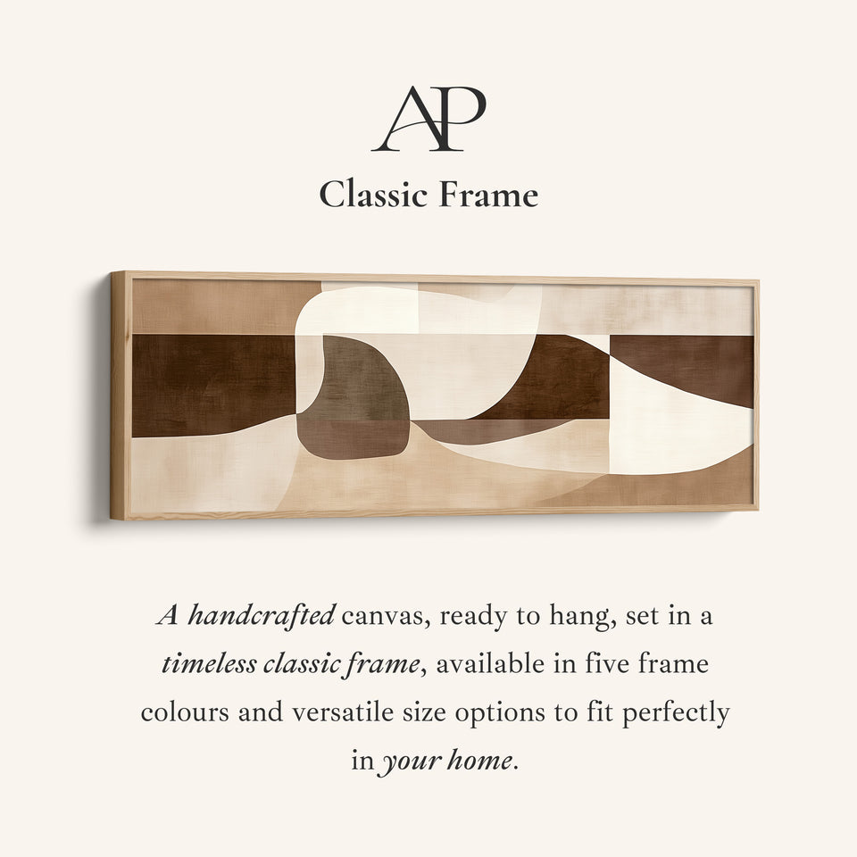 Long Framed Canvas Geometric Neutral Forms Wide Canvas For Hallway