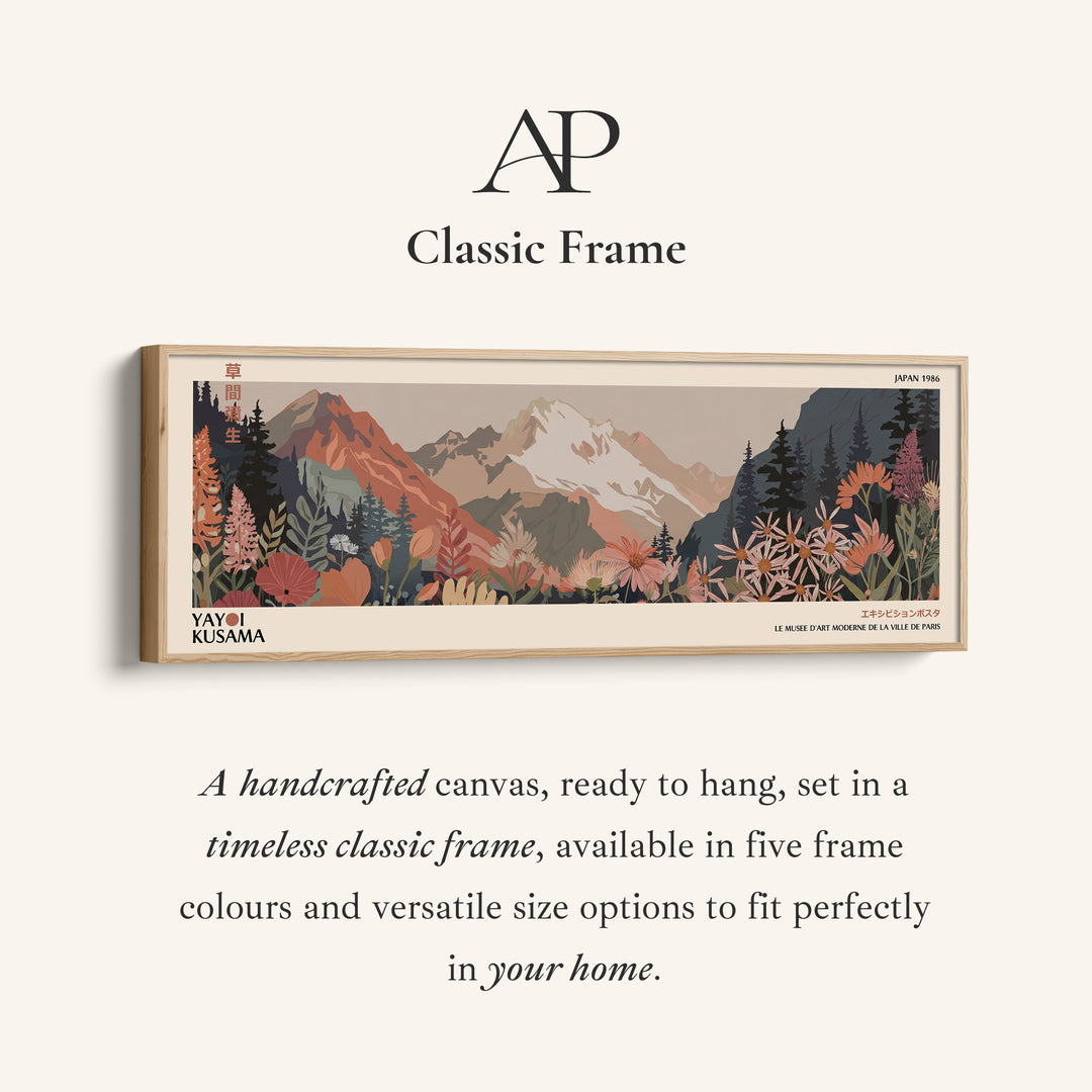 Yayoi Kusama Wide Wall Art Mountain Floral Long Canvas For Living Room