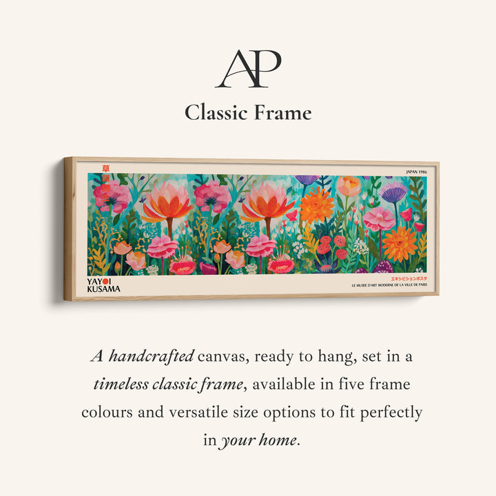 Yayoi Kusama Wide Wall Art Vibrant Flower Garden Wide Canvas For Bedroom