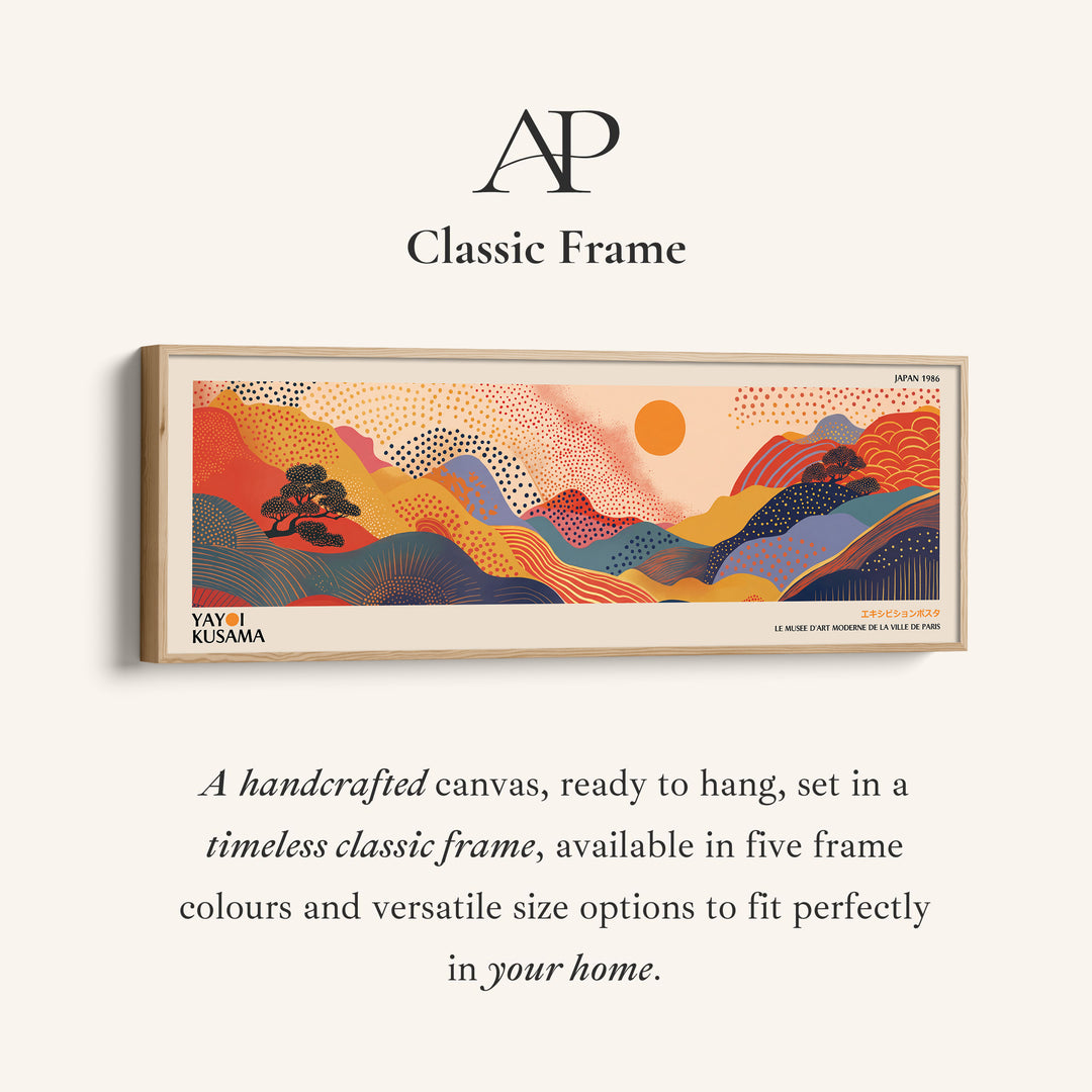 Yayoi Kusama Panoramic Wall Art Dotted Mountain Hills Long Canvas For Office