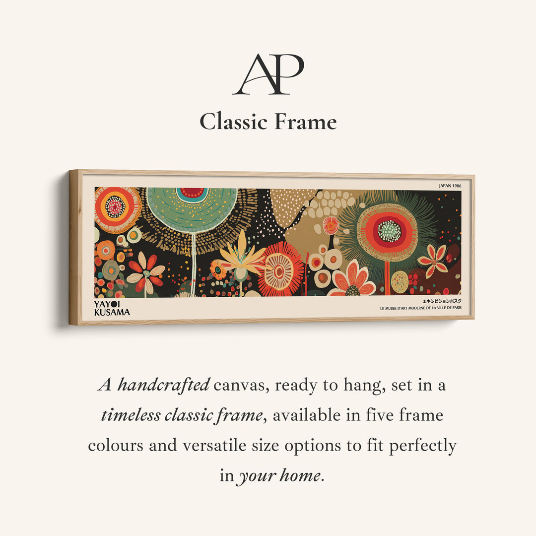 Yayoi Kusama Wide Wall Art Circular Floral Pattern Long Canvas For Bedroom