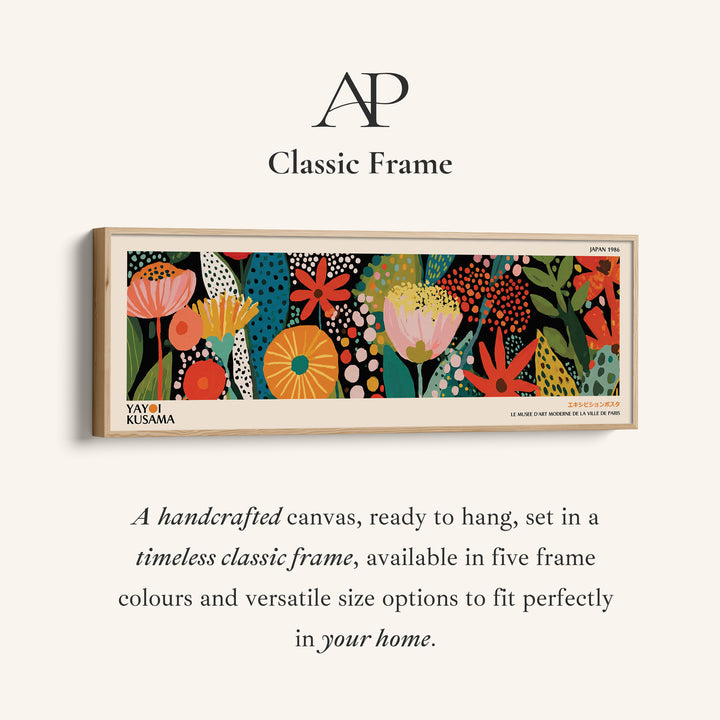 Yayoi Kusama Panoramic Wall Art Dotted Mountain Sunrise Wide Canvas For Living Room