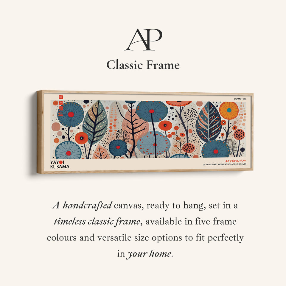 Yayoi Kusama Wide Wall Art Botanical Dot Field Long Canvas For Bedroom