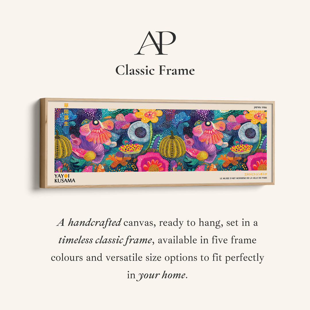 Yayoi Kusama Wide Wall Art Colourful Dotted Flowers Long Wall Art For Bedroom