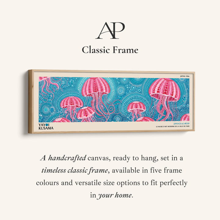 Yayoi Kusama Panoramic Wall Art Pink Jellyfish Wide Canvas For Bedroom