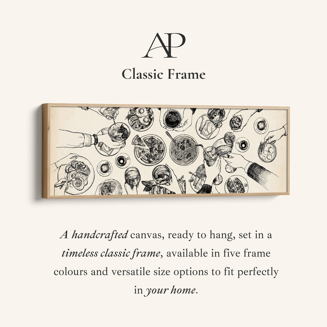 Horizontal Wall Art Overhead Dining Table Illustration Framed Canvas Print For Kitchen