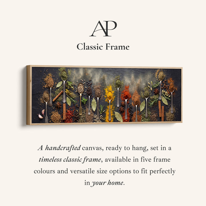 Wide Wall Art Assorted Spices On Spoons Long Canvas For Kitchen