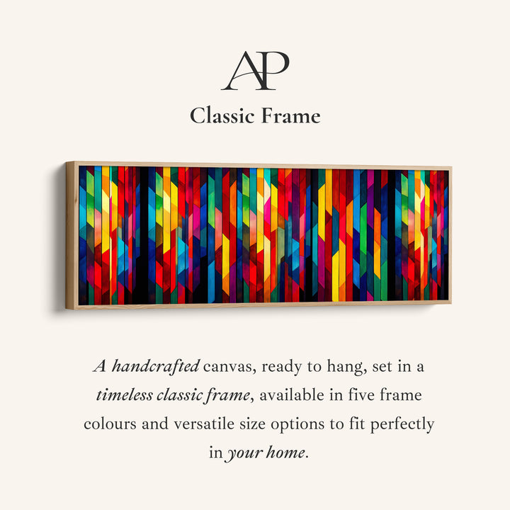 Long Framed Canvas Horizontal Geometric Colour Blocks Wide Canvas For Office