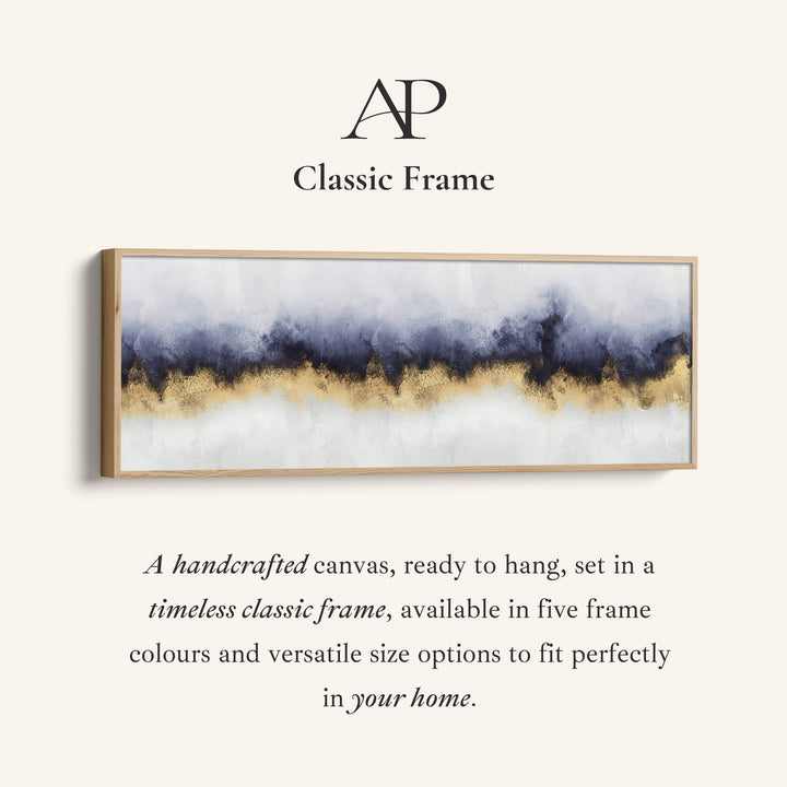 Long Narrow Canvas Abstract Blue Horizon Wide Canvas For Bedroom