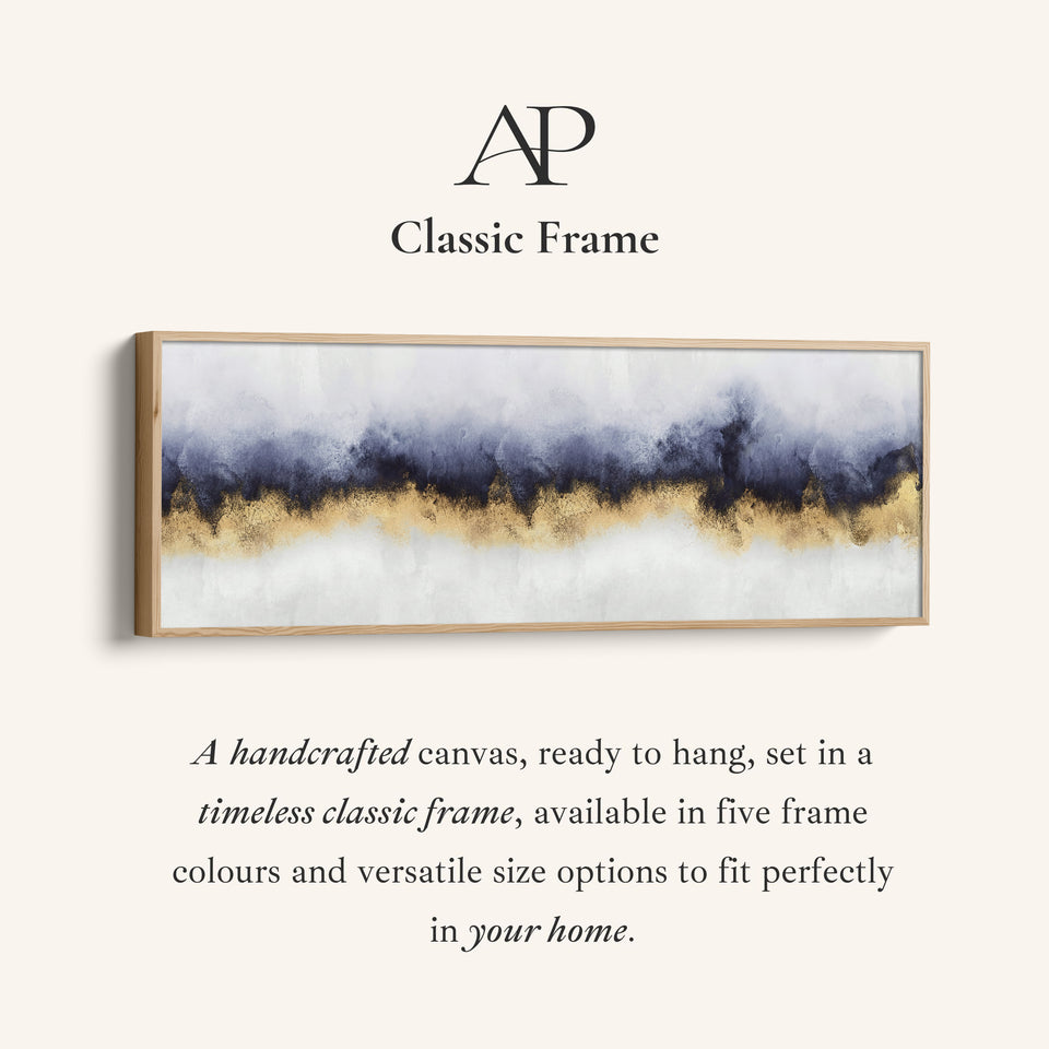 Long Narrow Canvas Abstract Blue Horizon Wide Canvas For Bedroom