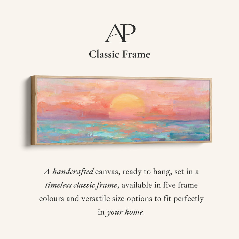 Wide Wall Art Pastel Ocean Sunset Long Canvas For Living Room
