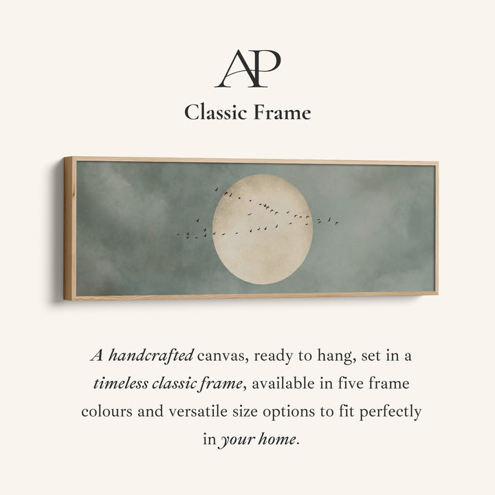 Horizontal Wall Art Birds Across Large Sun Long Canvas For Hallway