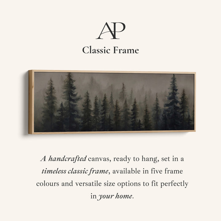 Horizontal Wall Art Misty Pine Forest Long Canvas For Office