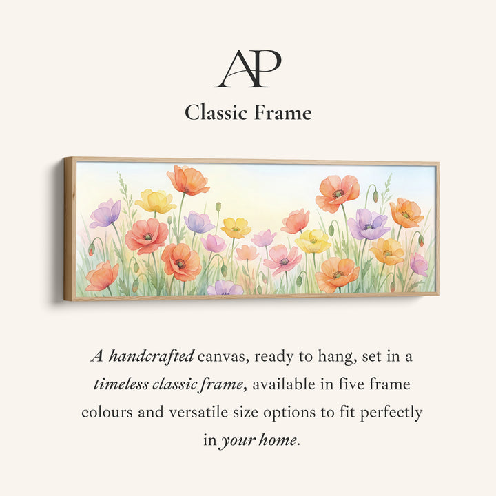 Long Narrow Canvas Soft Pastel Poppies Long Canvas For Bedroom