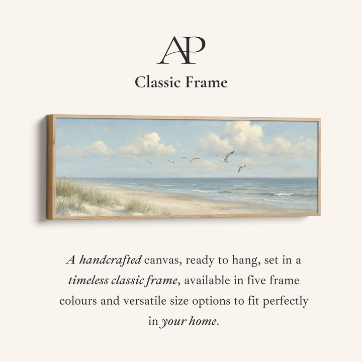 Above Bed Wall Art Coastal Dunes And Seagulls Extra Wide Canvas Living Room