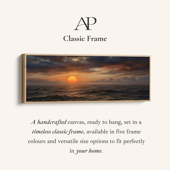 Large Wall Art Sunset Over Ocean Waves Extra Wide Canvas Living Room